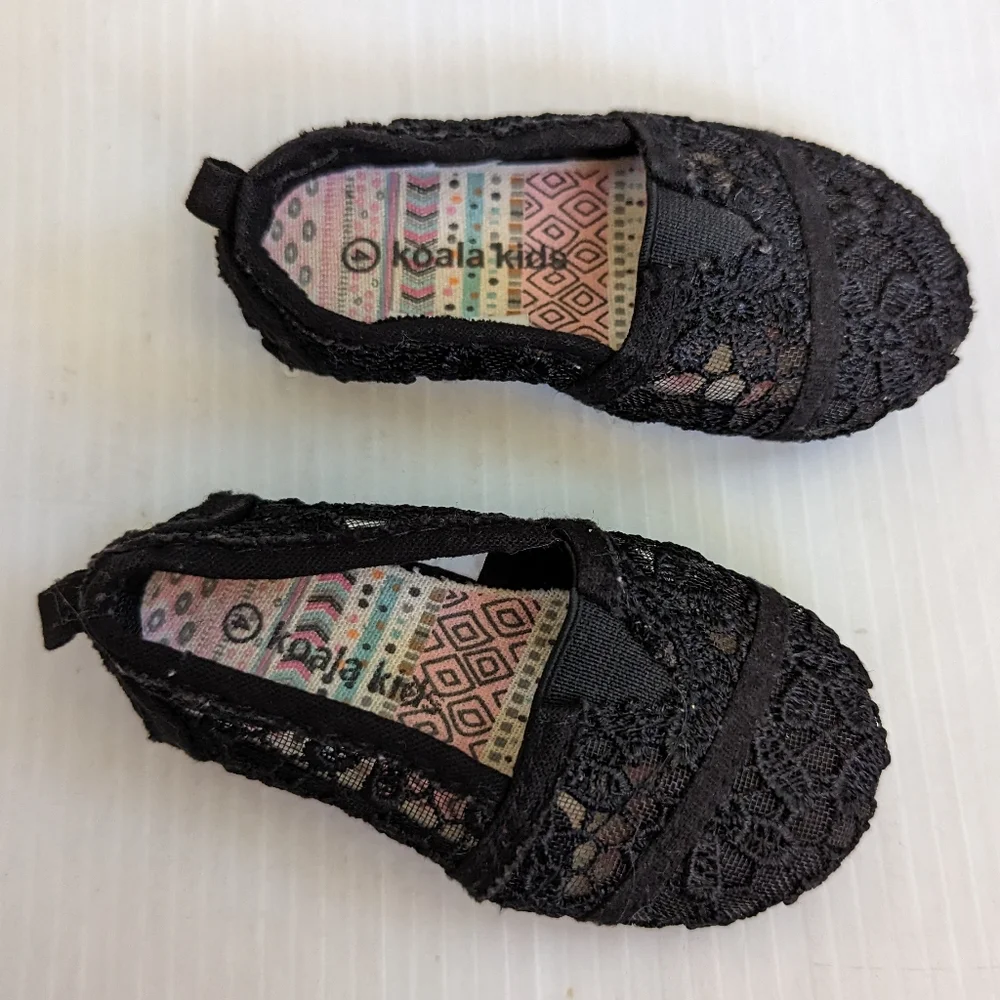 KOALA KIDS baby girl black lace loafers